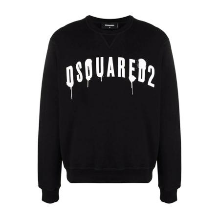 Dsquared2, Spray Logo Cool Sweatshirt Zwart, Heren, Maat:2XL