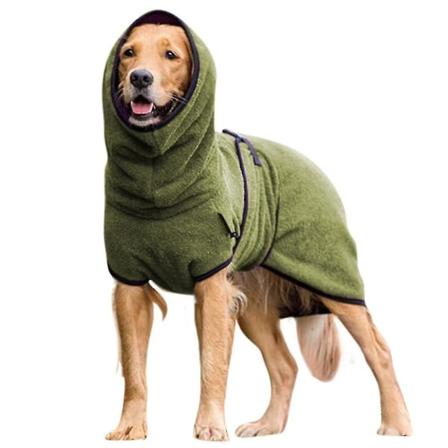 Kjæledyr Hundeklær Håndkle Tørking Badekåpe Frakk Valp Varmere klær Army Green 2XL