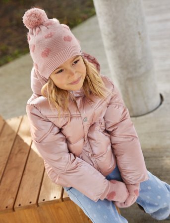 Minymo Soft Teddy Pile Knit W. Hearts - Pink - 1-3Y