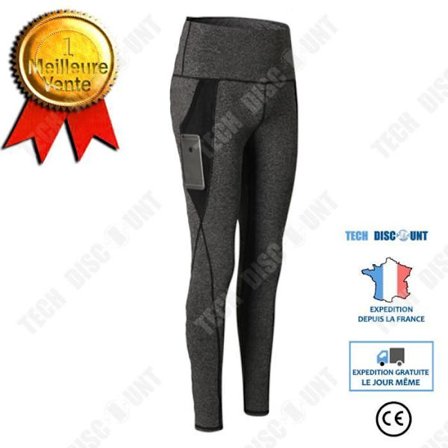 TD High Waist Dam Pocket Löpträning Quick Dry Tights Sportbyxor Dam Leggings Yoga Grå 25