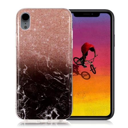 iPhone Xr Marmori IMD Kuviollinen Muovinen Takasuoja Kuori - Musta/ Kulta Multicolor