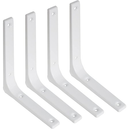 L-formet veggbrakett, 4x4 tommers jernhyllebrakett DIY flytende hyllebrakett, 4 stk blank hvit