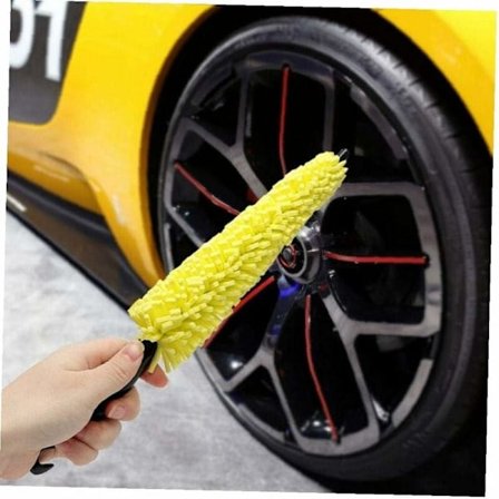 Børste til vask af bilens indvendige hjul med plasthåndtag til køretøjer, fælgbørste, bilrengøringsbørste, vaskeværktøj
