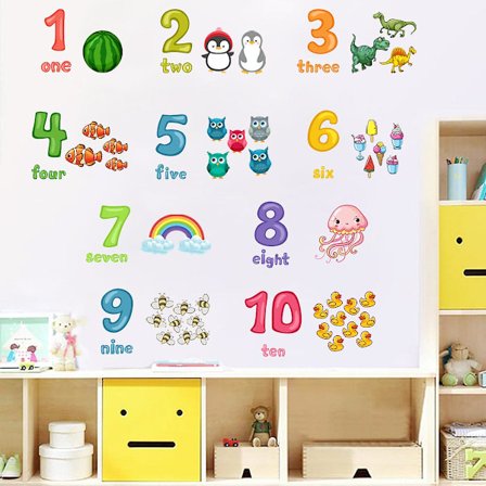 Numb Numbers Vægklistermærker Vægklistermærker Aftagelige Vægklistermærker Til Børn Børneværelse Soveværelse Stue