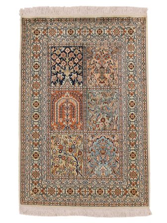 65X96 Tappeto Kashmir Puri Di Seta Orientale Marrone/Nero (Seta, India) Carpetvista