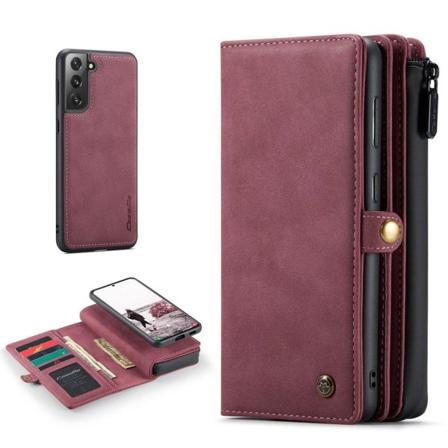 CaseMe 2-i-1 Samsung Galaxy S21 FE fodral med plånbok - Röd Röd