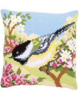 Pude Fugl og blomster - Vervaco