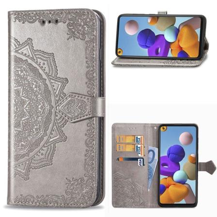 mandala Samsung Galaxy A21s flip etui - grå Silver grey
