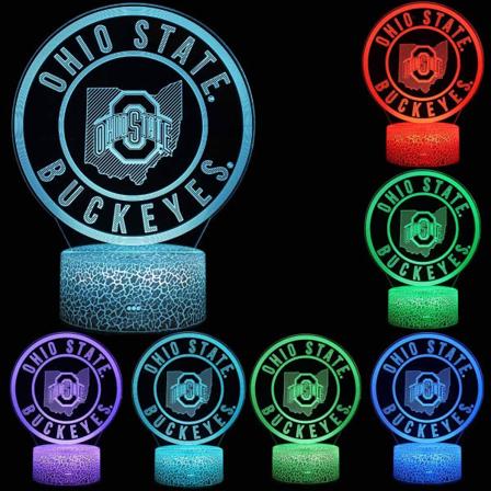 3D Illusion Natlampe Ohio State Team Logo Fodbold Sport Fan Lampe til Kvinder Mænd Piger Drenge