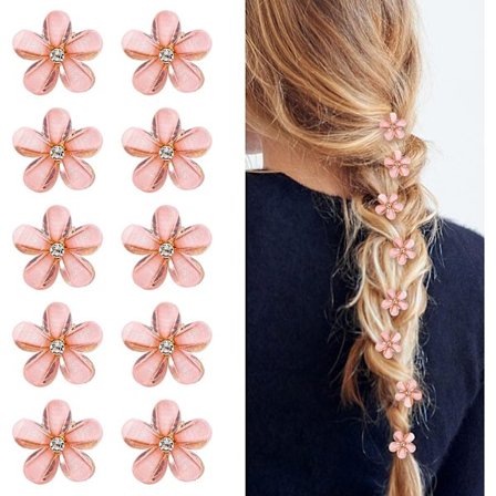 10 stk. Mini Diamant Hårklemmer, Små Hårklemmer Blomster Hårnåle Hårtilbehør til Kvinder, Piger, Søde Mini Hårspænder Hårstyling Tilbehør