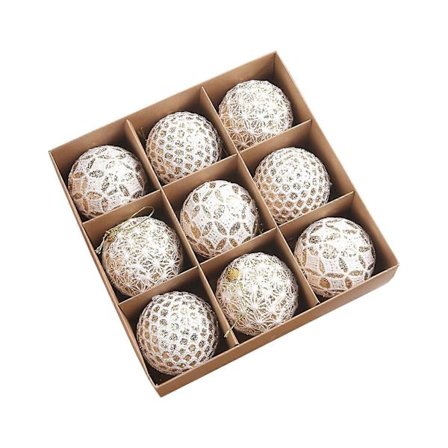 Staron 9 stk. Beige Julekulepynt, Små Knusesikre Kuler til Juletre, Bryllupsfestdekor, Kompatibel med Alle Trær[D]