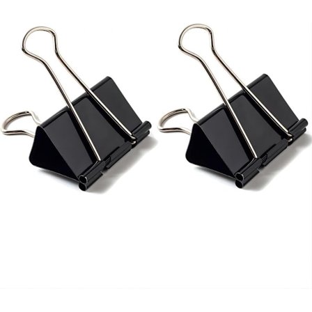 24 Stykker Metalliske Papirklyper, 32 mm Dokumentklype, Svart Dobbel Klype Tegneklype for Kontor Hjem