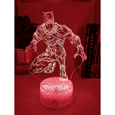 Black Panther 3D Natlys til Børn, 16 Farveskiftende Dæmpbar Panther Lampe med Berørings- og Fjernbetjening Legetøj til Alder 2 3 4 5 6+ Y