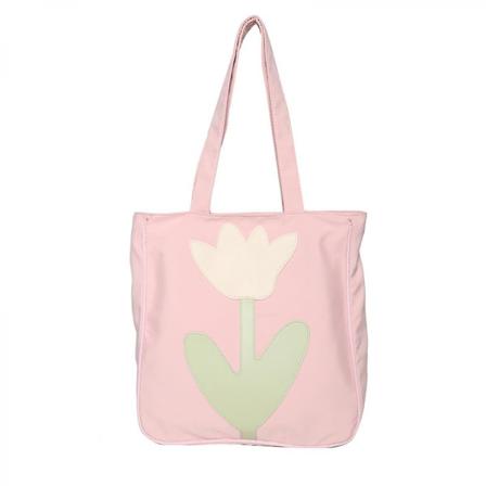 Middels blomstermønster lerretstoteveske Universitetsstudent, Blomster Shopping Lerretvesker, Initial Gjenbrukbare Vesker Rosa