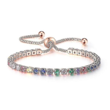 Rainbow Tourmaline Ionic Armband, Ny Naturlig Färgglad Turmalin Regnbåge Kristallarmband, Färgad Justerbar Kristall