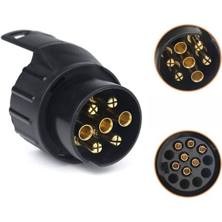7 till 13-polig släpvagnsadapter, kompatibel med bil, traktor, husvagn, cykelställ - 7/13-kontakt för dragkrok