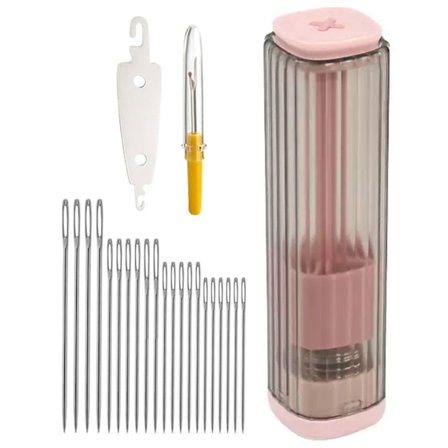 Reisesysett Magnetisk Nåletui med 20 stk Synåler Bærbar Oppbevaring for Brodering Quilting
