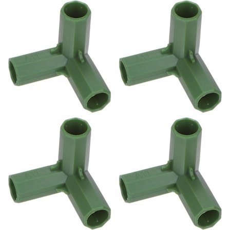 4 stk. 16 mm drivhusramme byggekoblinger, 3-veis rettvinklet rørkobling for drueespalier/solskjerm/hagearbeid [Grønn]