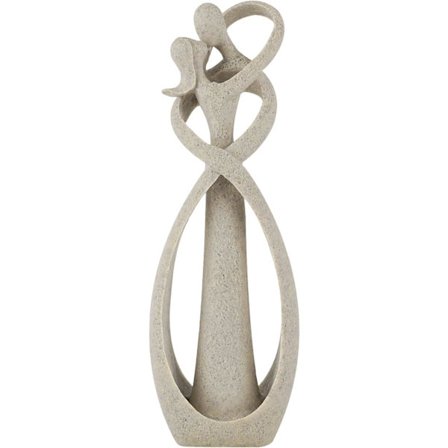 Love Couple in Embrace, Abstract Sculpture in Resin and Sandstone