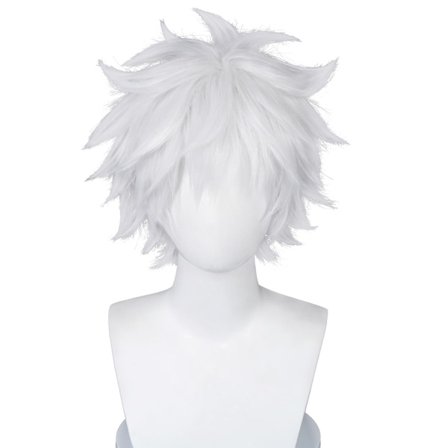 2025 Siste Modell Cosplay Parykk Kort Sølv Hvit Fluffy Mann Anime Show Halloween Fest Hår Parykker Hvit 1 stk (Pakke med 1)