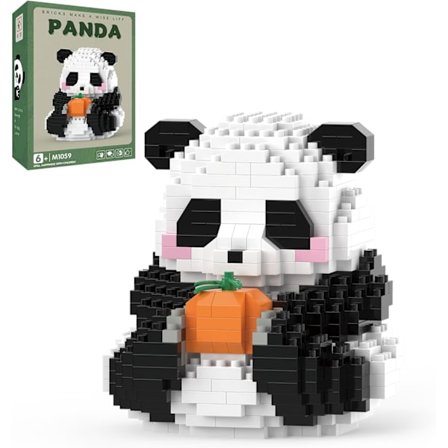 Mini Byggeklosser - Vinkende Panda, Festgaver - Mikro Klosser Panda Leke for Barn 6 7 8 9 10+, Mini Klosser Byggesett (538 deler), Panda A-1