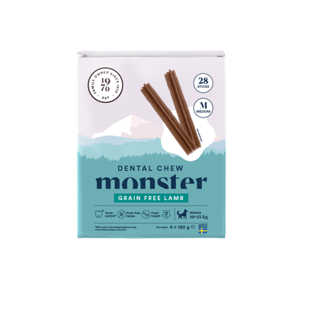 Monster Pet Food - Dog Dental Chew Lamb Medium Month 28 stk. 720g - Hund - Hundegodbiter & tyggebein - Dental tyggebein & tanntyggebein - ZOO.no
