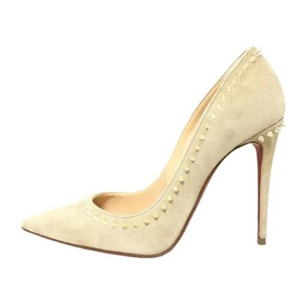 Christian Louboutin Pre-owned Pre-owned Ruskind heels Hvid, Dame Vintage Sko, Størrelse: 36 EU