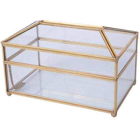 Praktisk guldglas spegel vävnadslåda Utsökt glas kosmetisk vävnadsförvaringslåda Elegant present