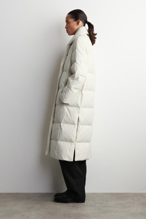 COS Women's Shawl-Collar Quilted Down Long Coat in White
