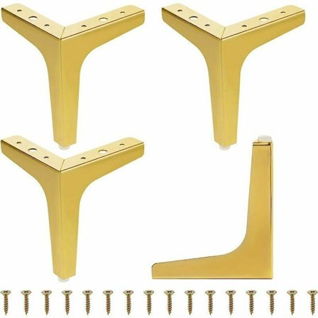 Set med 4 möbelben i metall, 13 cm moderna triangulära soffben i metall för skåp, soffa, stol