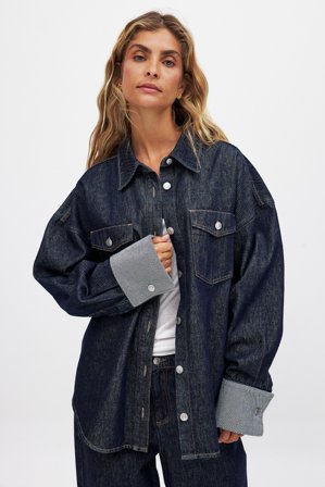NA-KD Oversized Denim Shirt - Jeansskjorter - Blå - EU 32