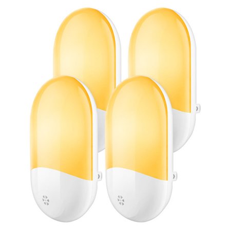 Nattlampa för Vägguttag med Skymningssensor, 5 Ljusstyrkenivåer, Trappor, Sovrum, Kök, 0.3W, 1-pack