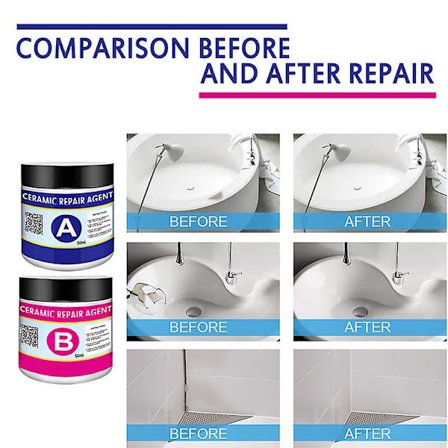 Keramisk Reparationspaste Porcelæn Brusebad Fiberglas Fliser Chips Skrot Bor Huller Reparationssæt Af AB