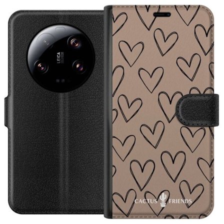 Yhteensopiva Lompakkokotelo Xiaomi Xiaomi 13 Ultra Cactus and Friends - Earthy Sketch Hearts