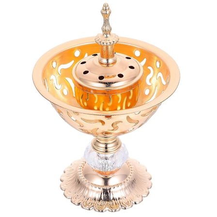 Aroma Brænder Dekor Jern Kunst Udhulet Røgelsesbrænder Meditationshjælp Gylden 12x12x17cm 1 Sæt