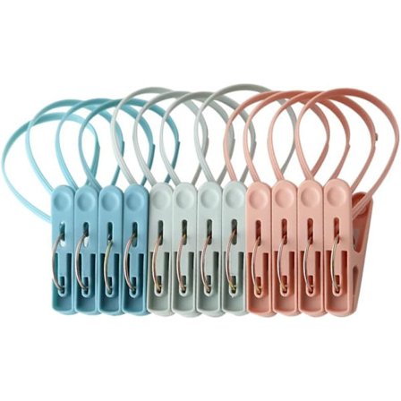 12 stk. Vindtætte Tøjklemmer Perfekte til Tørring Indendørs og Udendørs, Pladsbesparende Tilbehør