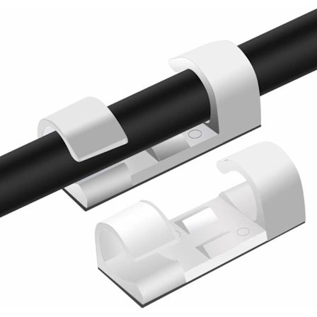 60 st vita runda kabelhållare, självhäftande med stark dyna