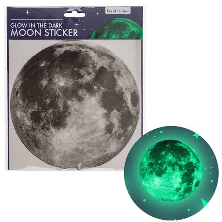 Veggdekor Selvlysende Måne - 19 cm grå