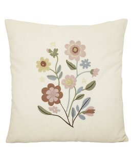 Pudebetræk Greta med broderede blomster 1-pak Rosa