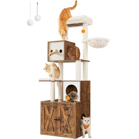 Feandrea Kattklösträd med kattlåda 185 cm hög, vintagebrun