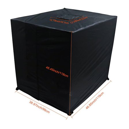 IBC-säiliön suojapeite 1000 litran IBC-säiliölle, 116 x 100 x 120 cm UV-suojattu sateenkestävä vesisäiliön suojus, musta