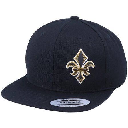 Iconic - French Lily Applique Black Snapback Snapback Black Cap - @ Hatstore