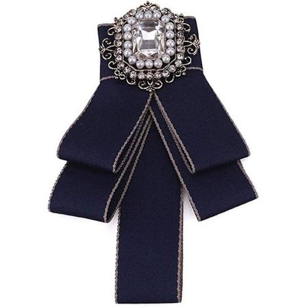 Kvinnor Flickor Förknuten Fluga Strass Brosch Nål Bröllopsfest Halsband