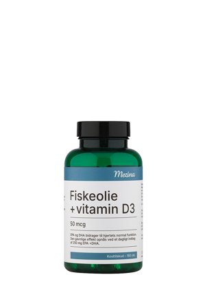 Mezina Fiskeolie + Vitamin D3 50 mcg 160 stk, Helse & Madvarer, Andre Kosttilskudsolier, Øvrige Olier
