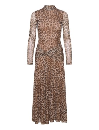 Bardot Lea Printed Mesh Midi Dress - Brown - M