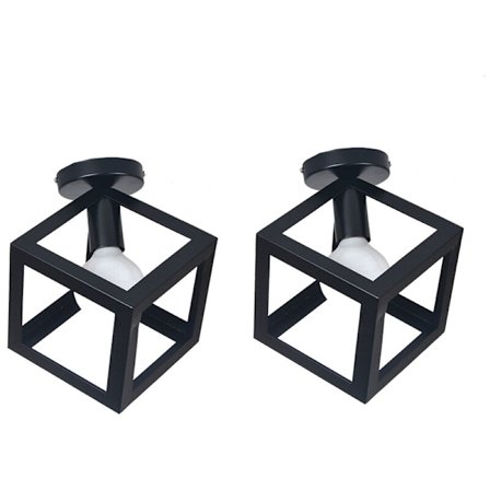 E27 Moderne Taklampe Metall Kvadratisk Pendel Lampeskjerm for Soverom Stue 2 stk