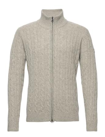 J S Cable Sweater Knitwear Full Zip Jumpers Grå Sebago