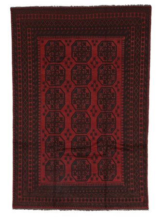 Handgeknoopt Afghan Fine Vloerkleed 192X287 Zwart/Donkerrood