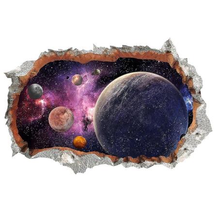 3D Knustne Ødelagte Astronomi Stjerner Ytre Rom Veggklistremerke For Barn Jenter Gutter Rom - Planeter