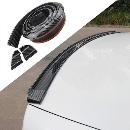 4,9 jalan (150cm) Universal Black Carbon Fiber Trunk Spoiler Lip Kit Car Rear Spoiler Exterior Rear Spoiler Kit Universal Fits (FMY)